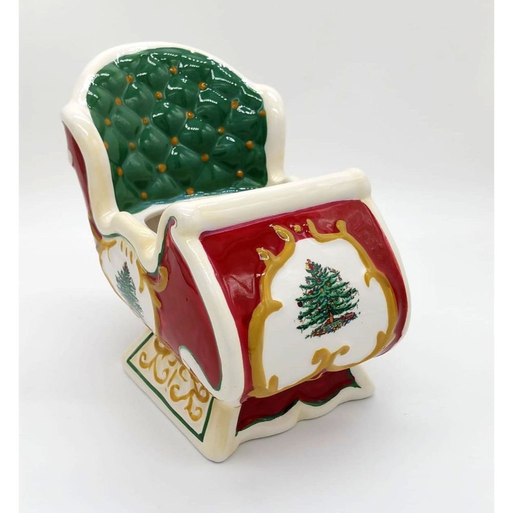 Vintage Spode Christmas Tree Santa’s Sleigh Decorative Candy Bowl & FREE Plate